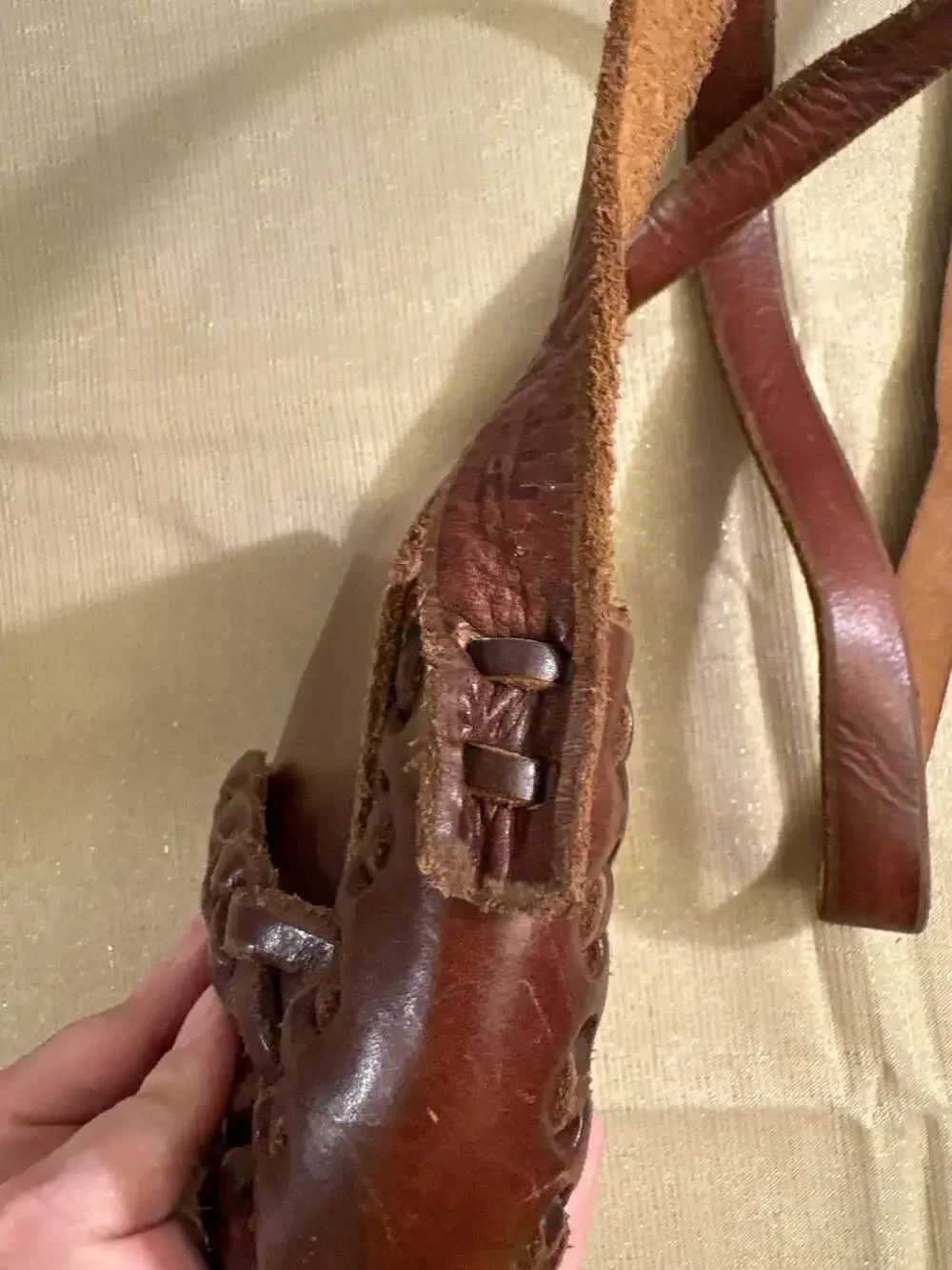Vintage Boho Brown Leather Crossbody Bag